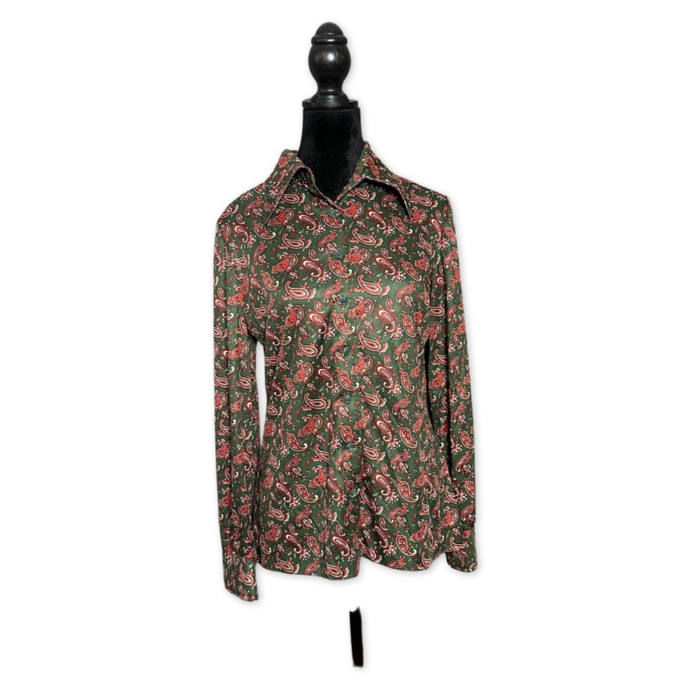 Vintage 70s / 80s Act III Women Paisley Button Blouse